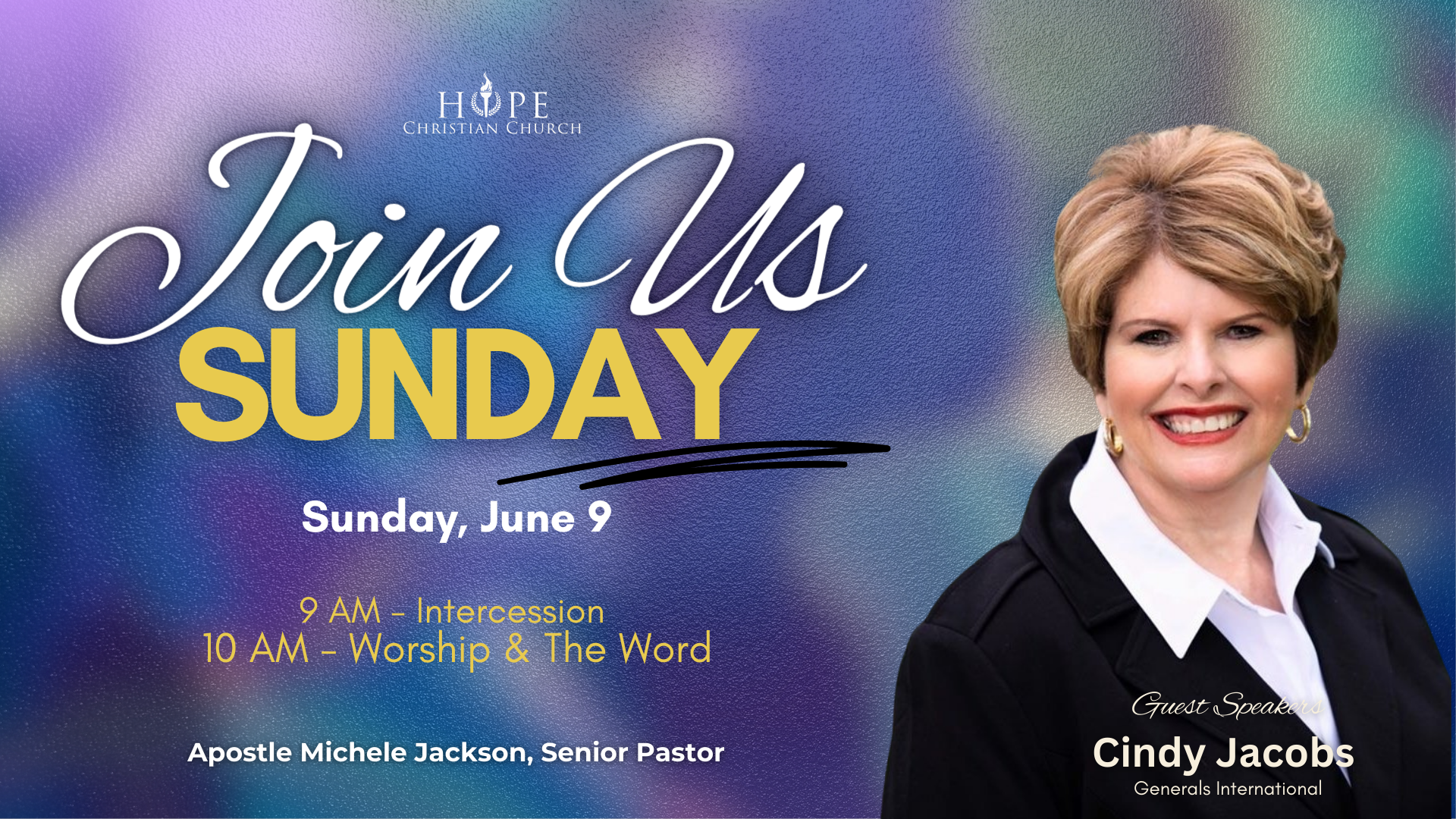 Cindy Jacobs | Sunday Worship Experience

June 9 | 10am
